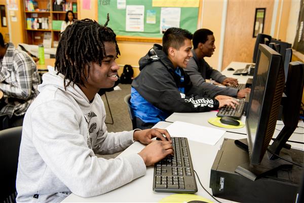 Students on computers