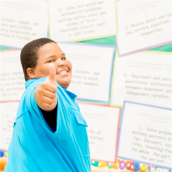 Student giving thumbs up